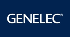 Genelec logo sinisellä taustalla