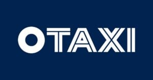 Otaxi-logo sinisellä taustalla