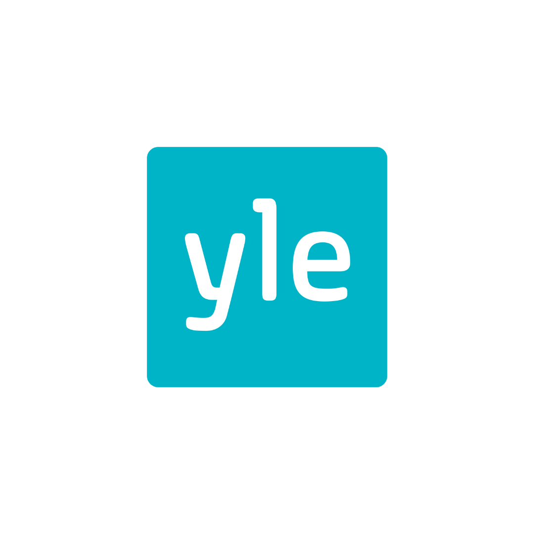 Yle logo turkoosilla taustalla
