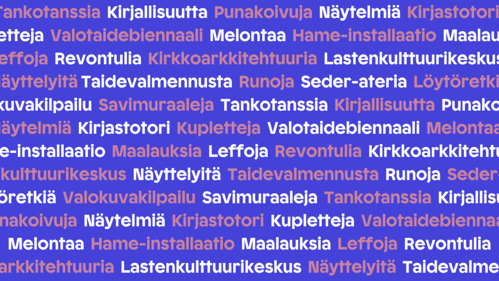 Cultural keywords in various colors on purple background.