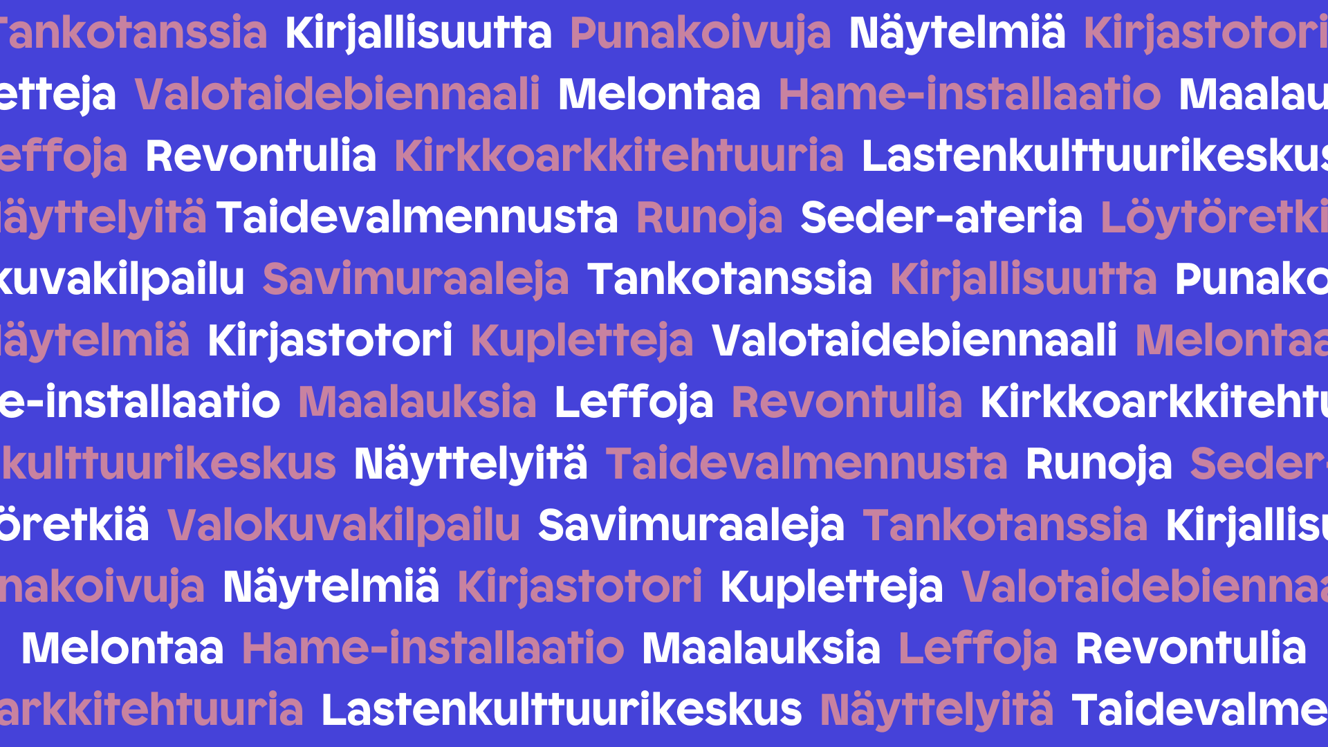 Cultural keywords in various colors on purple background.