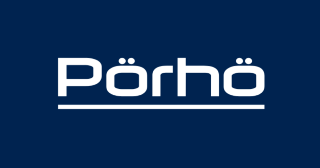 Pörhö-logo tummansinisellä taustalla