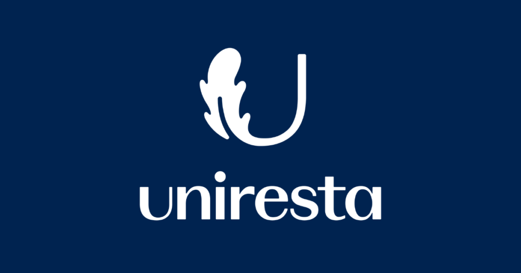 Uniresta-logo sinistä taustaa vasten