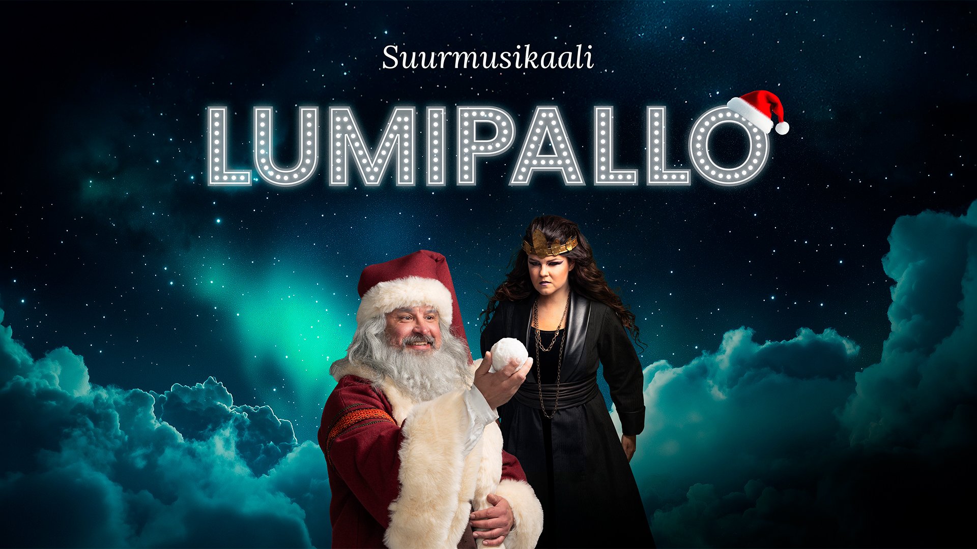Joulupukki ja nainen tähtitaivaan alla