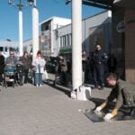 In the image: Dry(2023), a performance by Timo Viialainen at Kontula shopping center Helsinki / Image by Antti Ahonen