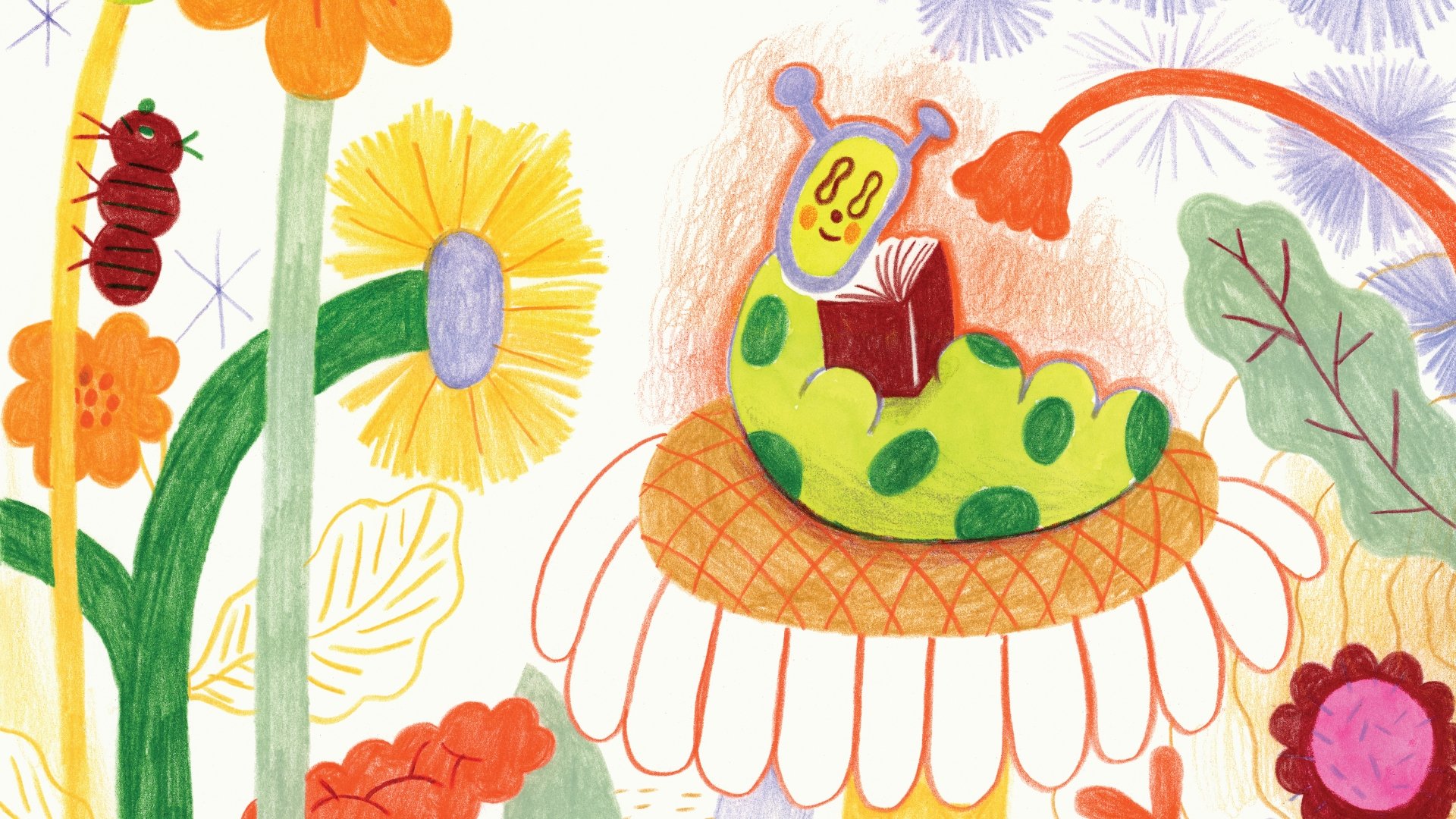 Lumotut sanat -festivaalin 2026 ilme on vuoden kuvittaja Camilla Pentin käsialaa.