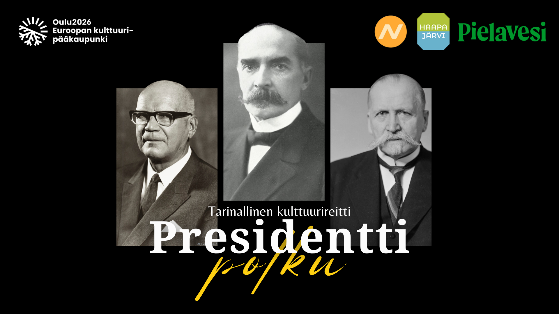 Kuvat: Kuvasiskot. presidentti Urho Kekkonen. Studio Kuvasiskojen kokoelma. Historian kuvakokoelma. Museovirasto; Tuntematon kuvaaja. Presidentti K. J. Ståhlberg; Pietinen. tasavallan presidentti Kyösti Kallio. Valokuvaamo Pietisen kokoelma. Historian kuvakokoelma. Museovirasto.