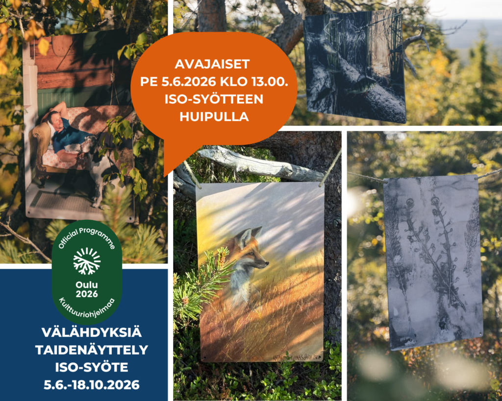 Välähdyksiä taidenäyttelyn avajaiset perjantaina 5.6.2026 klo 13.00. Iso-Syötteen huipulla.