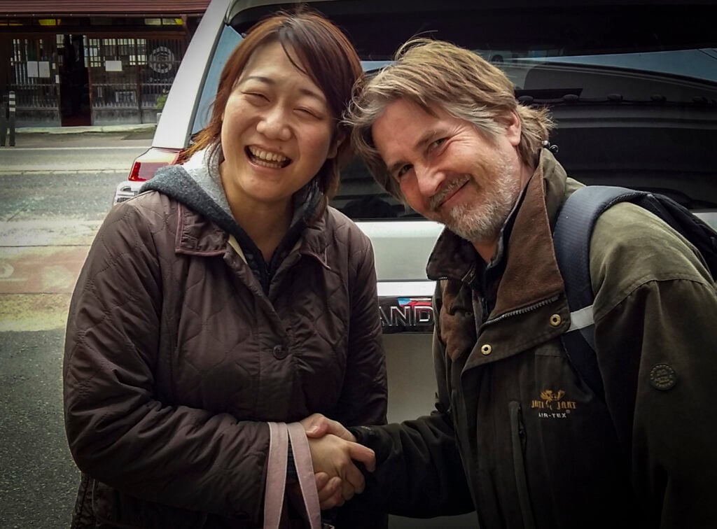 Naoko Chiba and Antti Ylönen, the artists of the “Rajamaat - Borderlands” photography exhibition. Photo: Kaisa Kerätär.