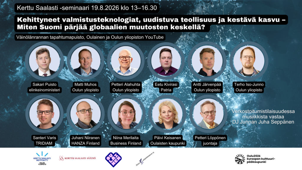 Kerttu Saalasti -seminaarin puhujat. Kuvat: Lauri Heikkinen, Minna Kilpeläinen, Mikko Törmänen, Juhani Niiranen, Niina Kivirasi, Niina Merilaita, Studio P.S.V., Studio LempiKuva ja Anu Mäkinen