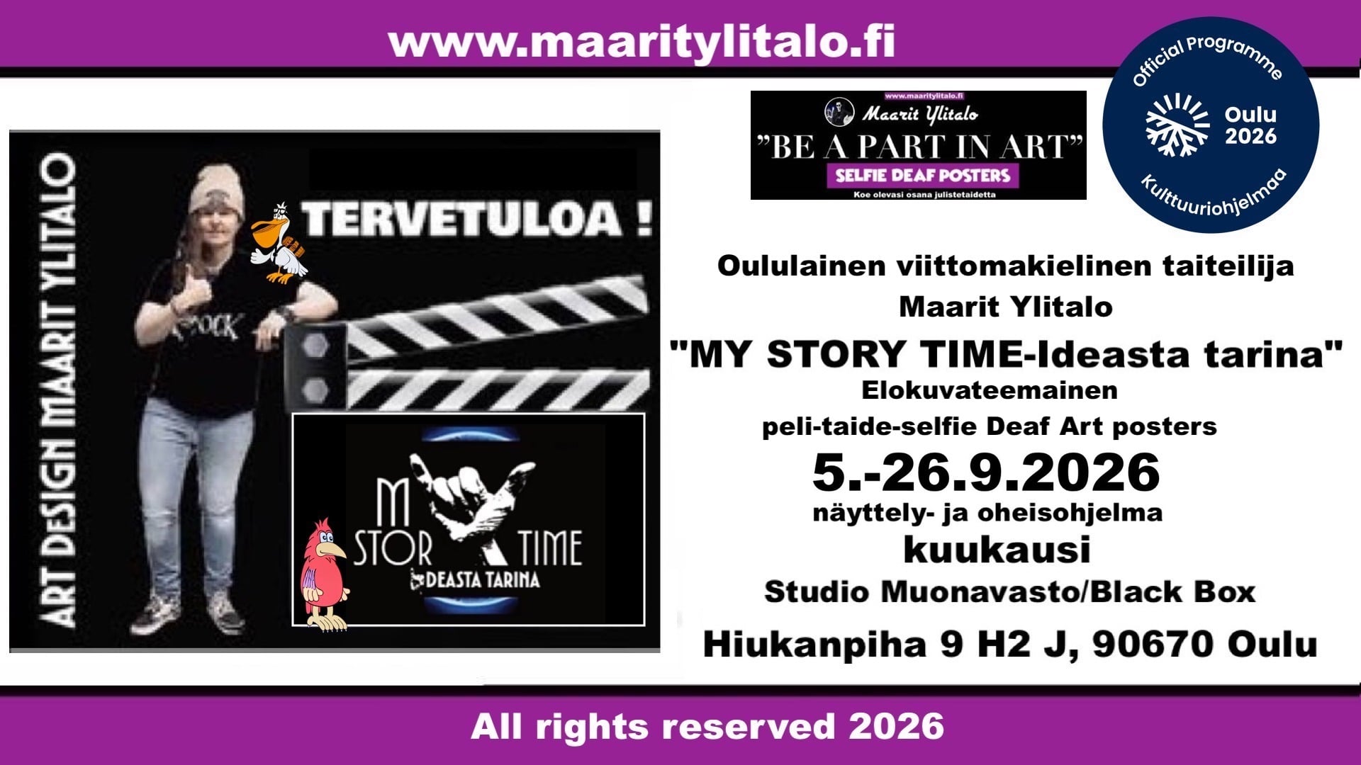 Oululainen viittomakielinen taiteilija Maarit Ylitalo "My Story Time-Ideasta tarina", kuva Jari Ylitalo